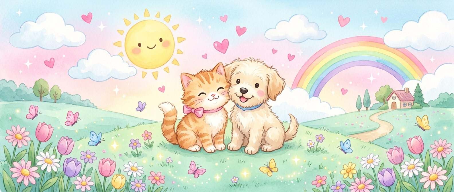 Sevimli kedi ve köpeğin yer aldığı 4 Ekim Hayvanları Koruma Günü kampanya görseli